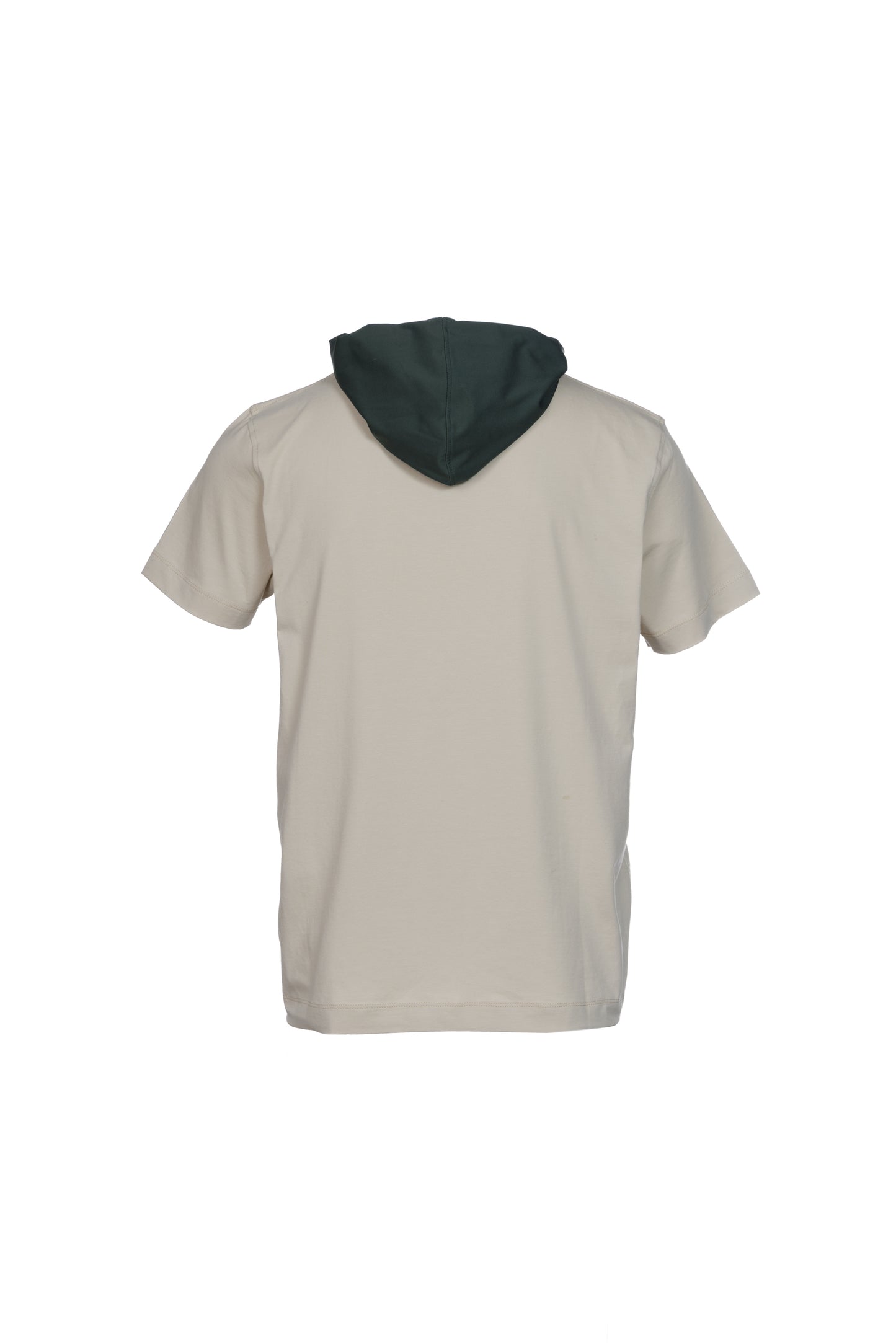 T-shirt in cotone con cappuccio in nylon beige