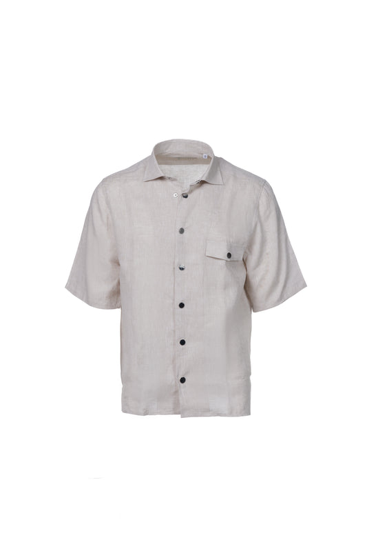 Camicia maniche corte lino ecrù