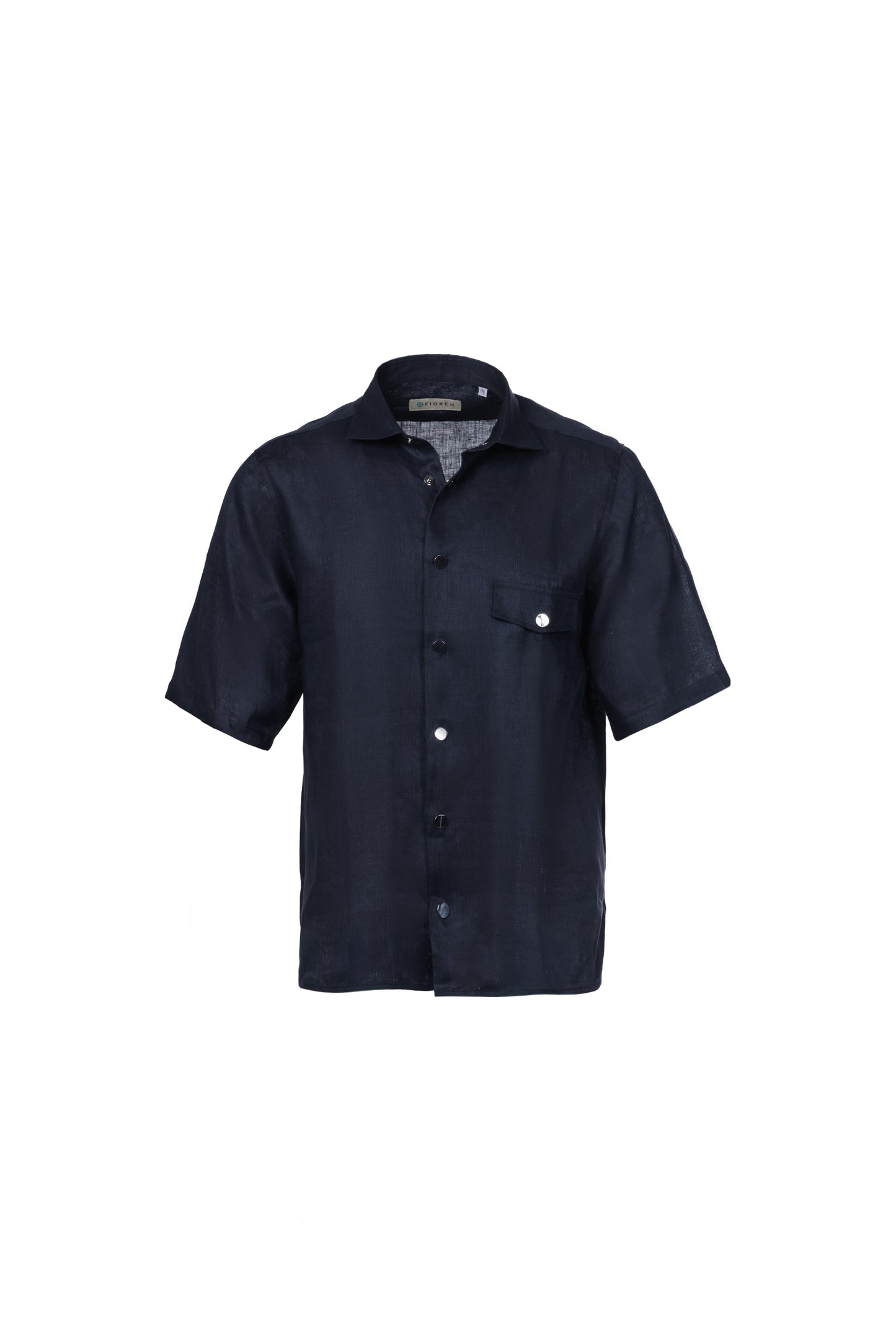 Camicia maniche corte lino blu