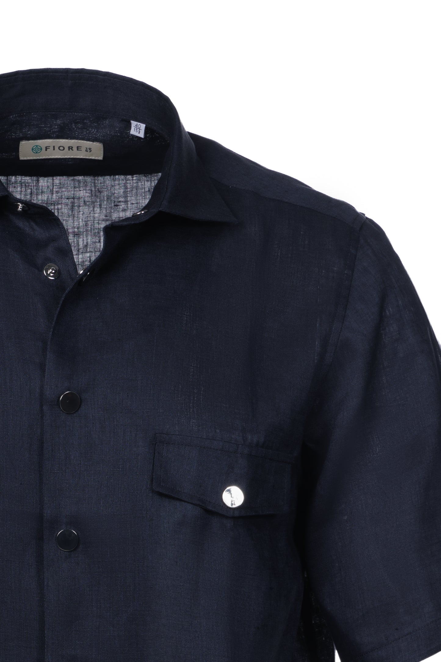 Camicia maniche corte lino blu