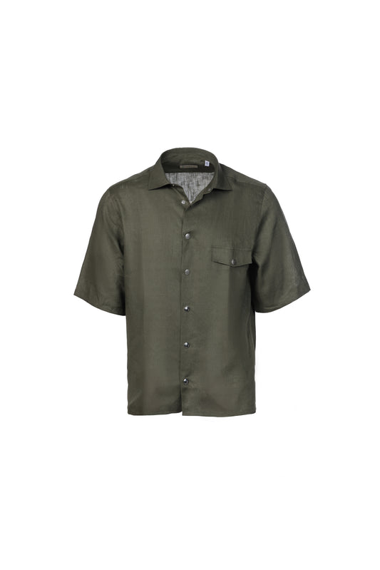 Camicia maniche corte lino militare
