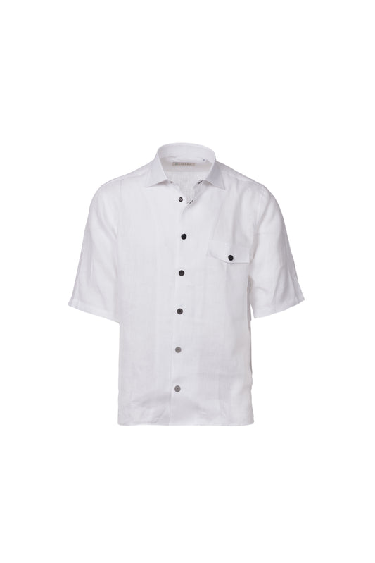 Camicia maniche corte lino bianco