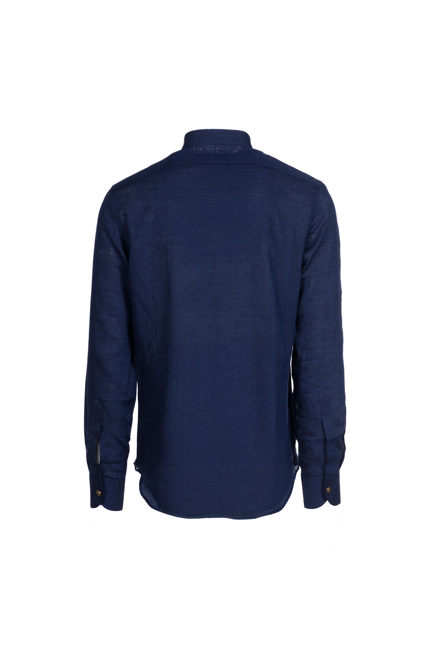 Camicia lino collo coreana blu