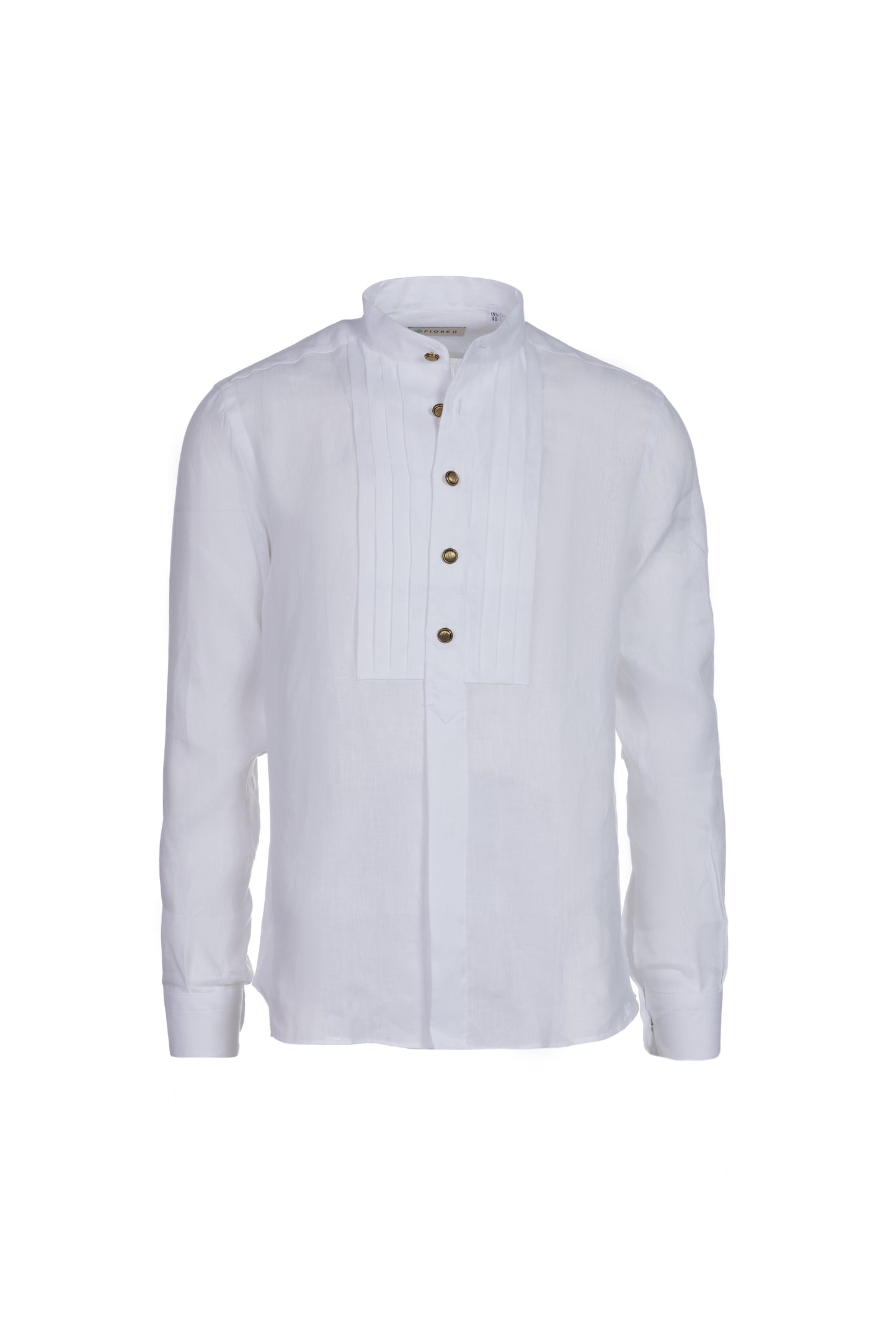 Camicia lino collo coreana verde bianco