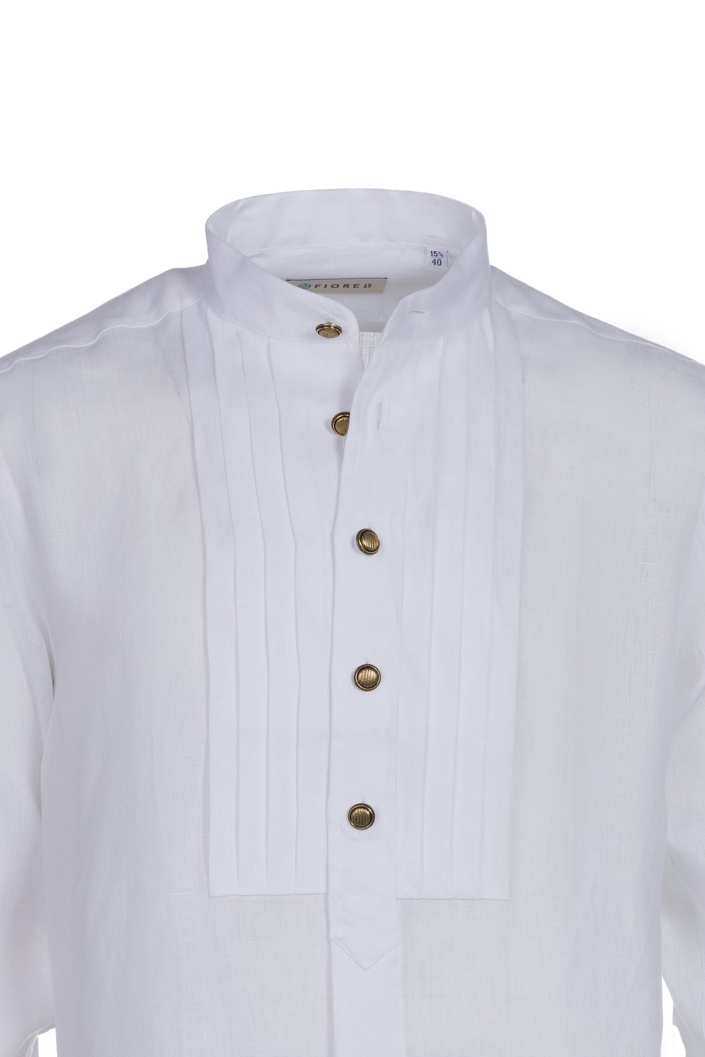 Camicia lino collo coreana verde bianco