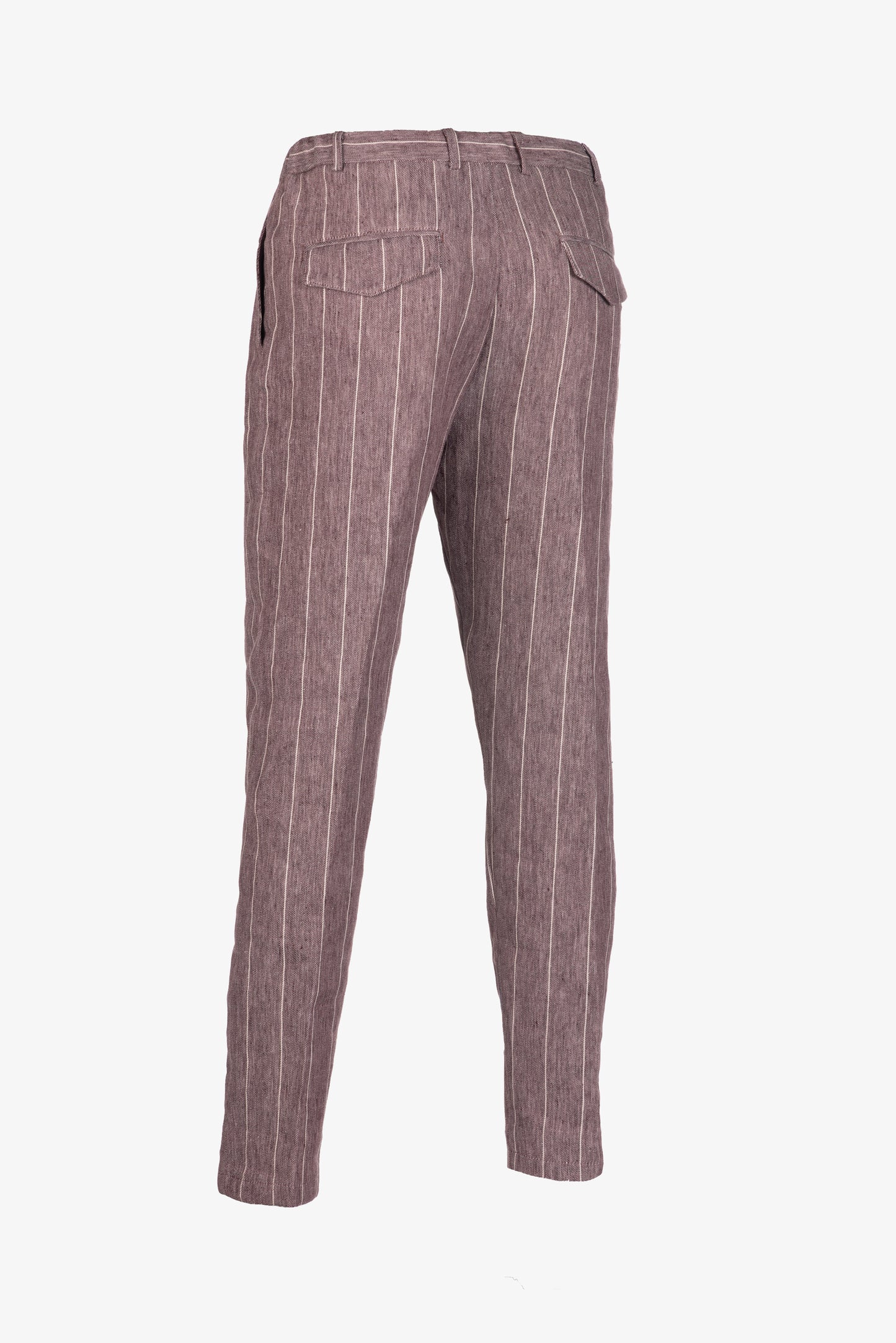 Pantalone Amalfi in lino e cotone con coulisse gessato bordeaux