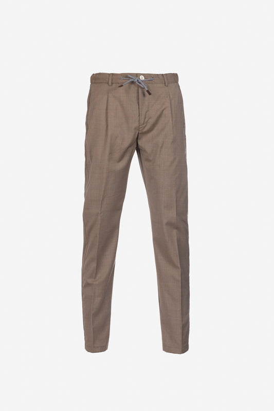 Pantalone Amalfi in lana vergine tabacco