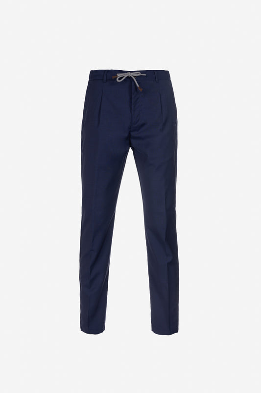 Pantalone Amalfi in lana vergine bluette