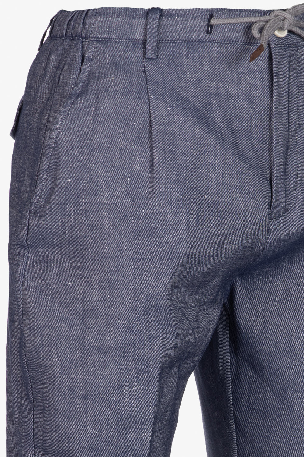 Pantaloni Amalfi con coulisse in cotone e lino denim