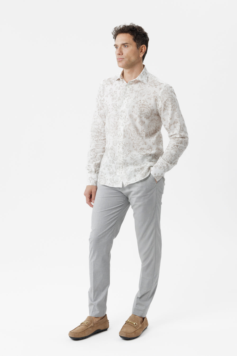 Pantaloni in cotone con coulisse grigio chiaro