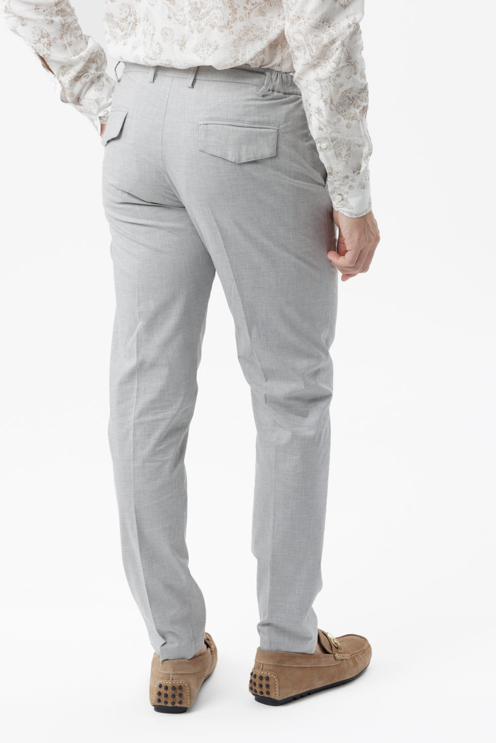 Pantaloni in cotone con coulisse grigio chiaro