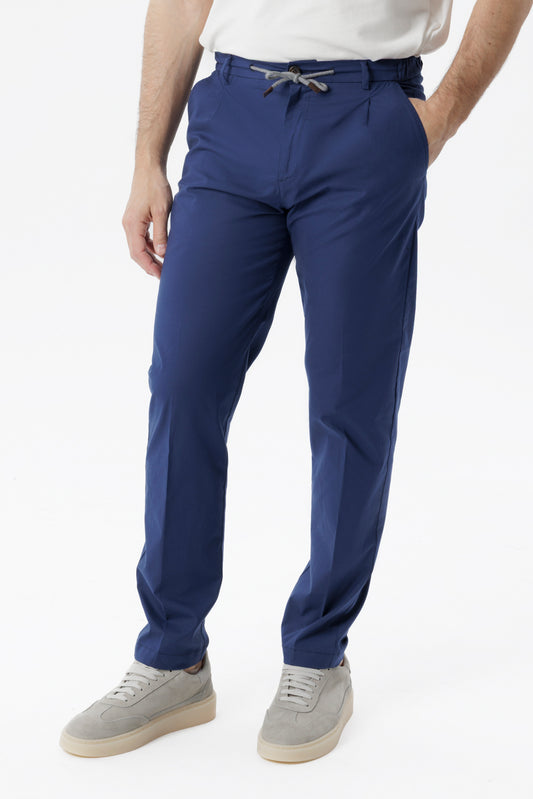 Pantaloni in cotone con coulisse blu