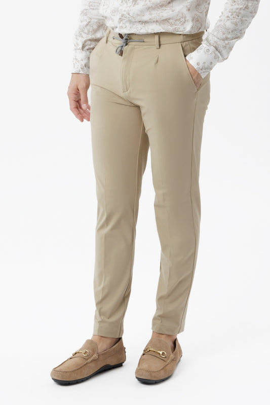 Pantaloni one pence con coulisse beige