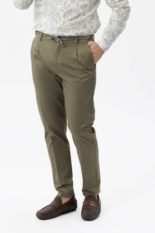 Pantaloni one pence con coulisse verde