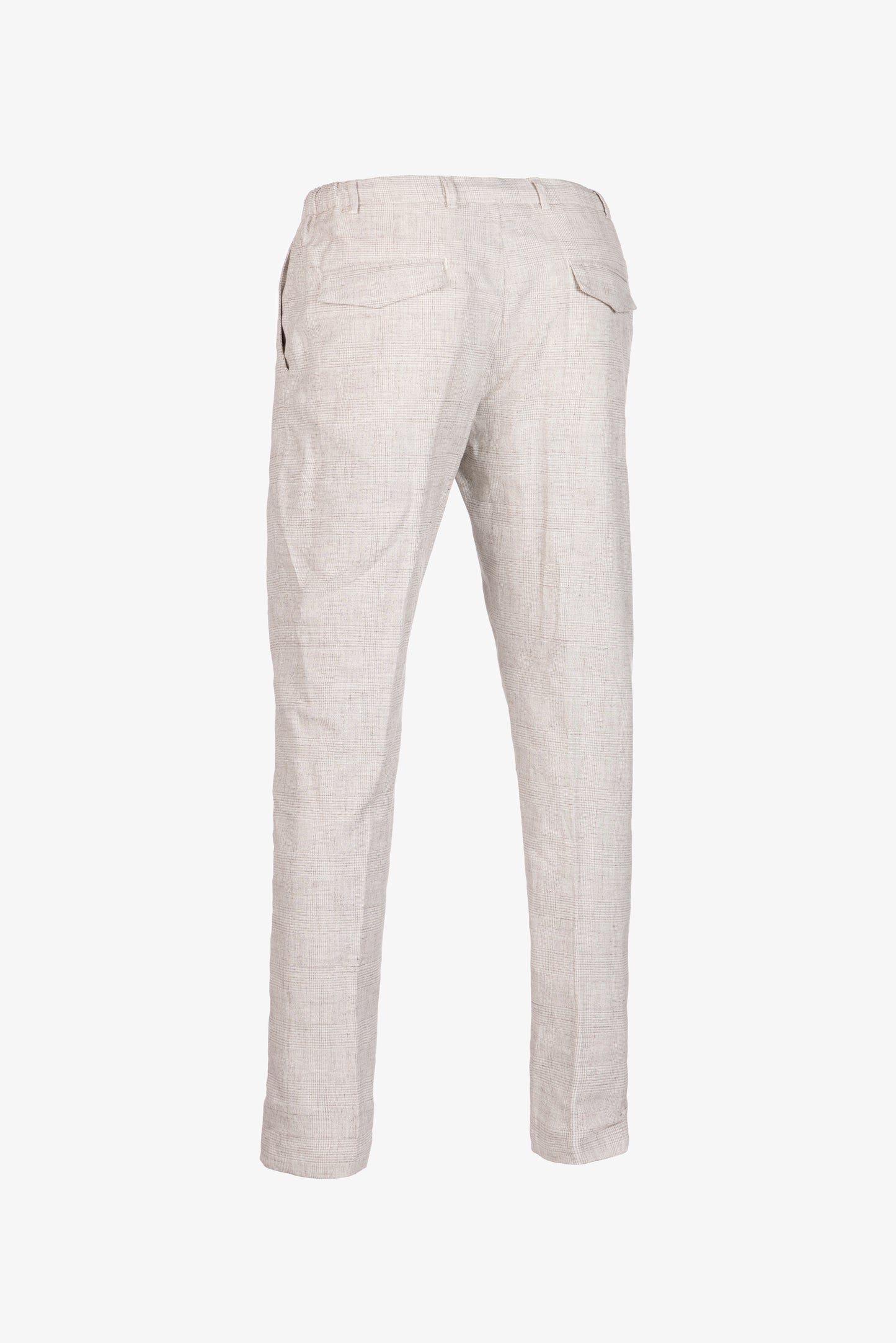 Pantaloni Amalfi in cotone Principe di Galles beige