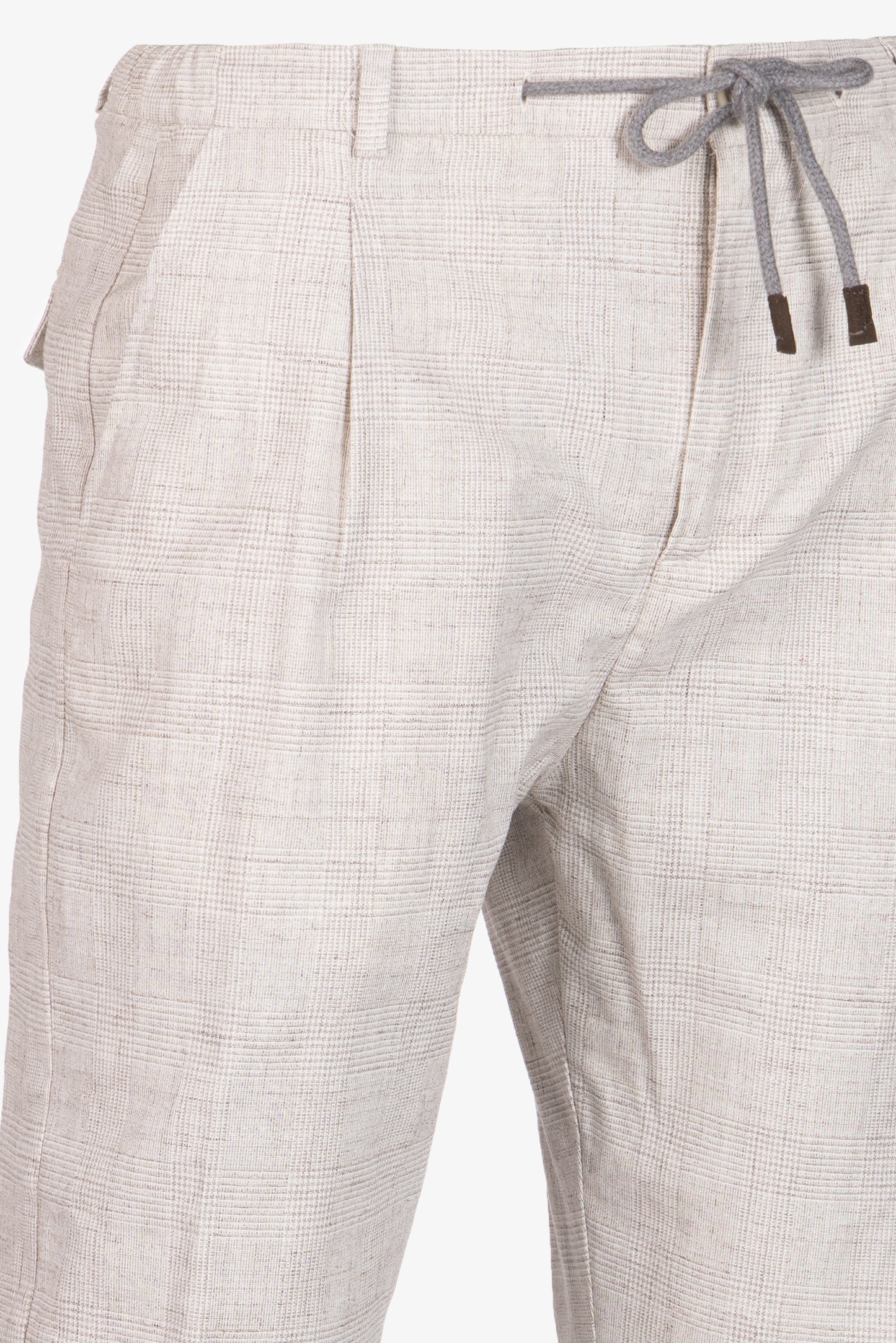 Pantaloni Amalfi in cotone Principe di Galles beige