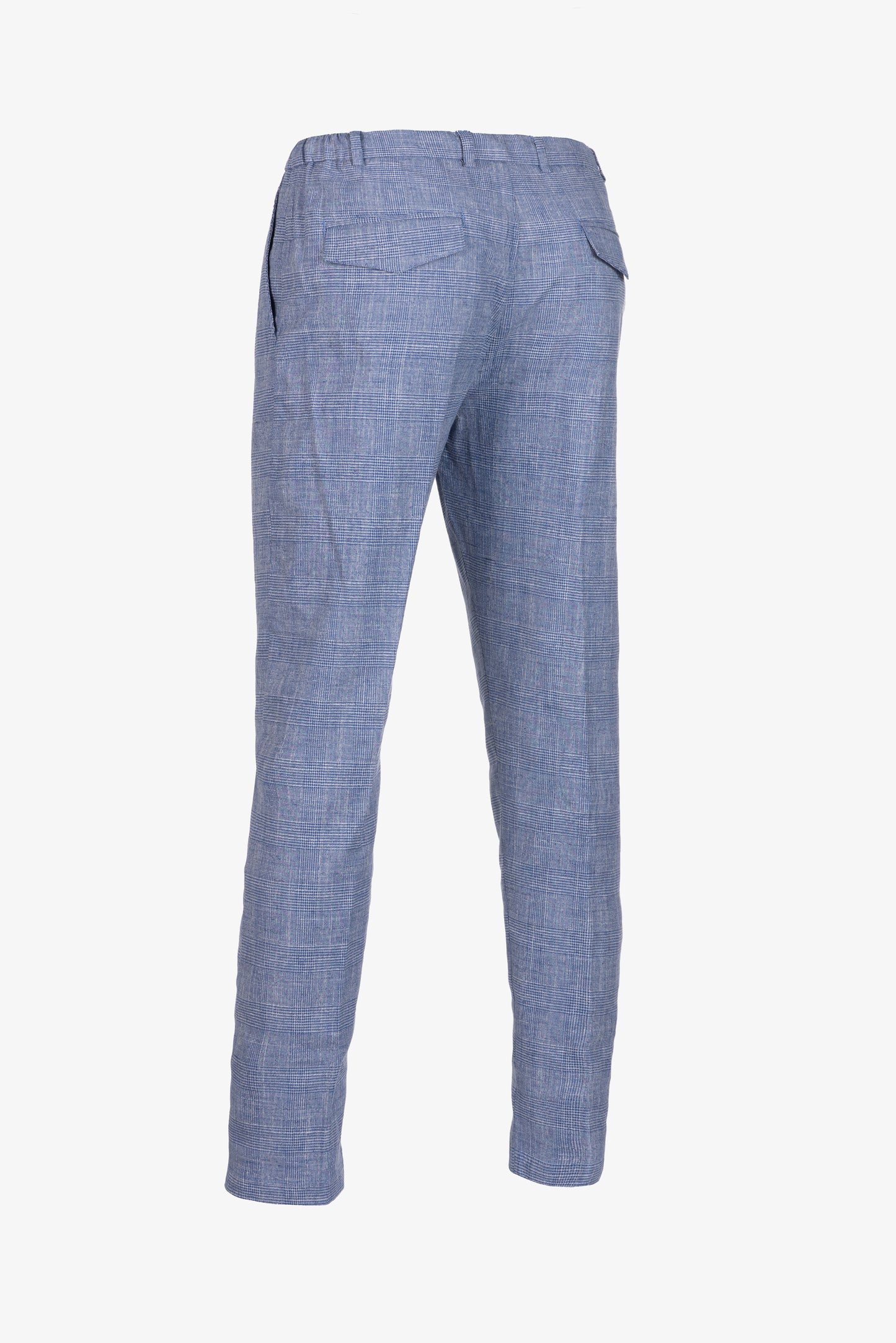 Pantaloni Amalfi in cotone Principe di Galles bluette