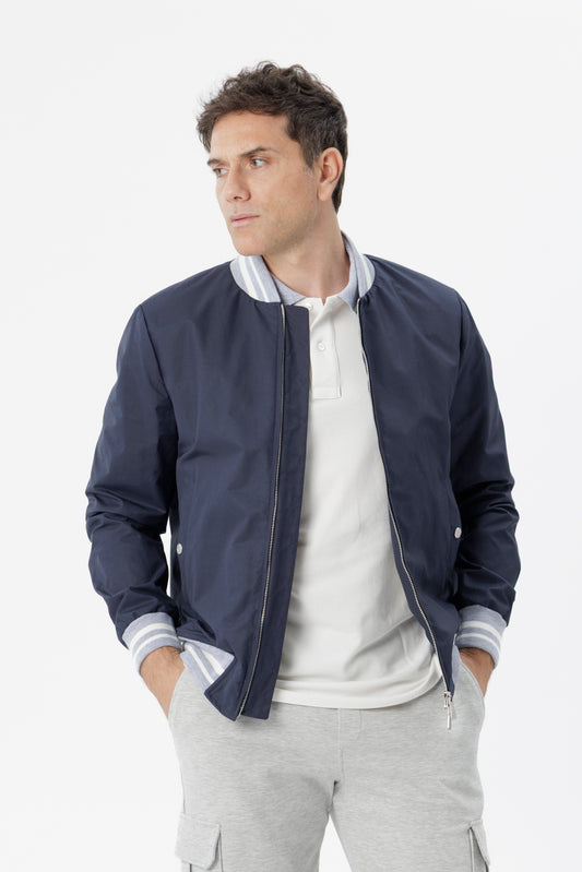 Bomber con dettagli elasticizzati in cotone techno blu