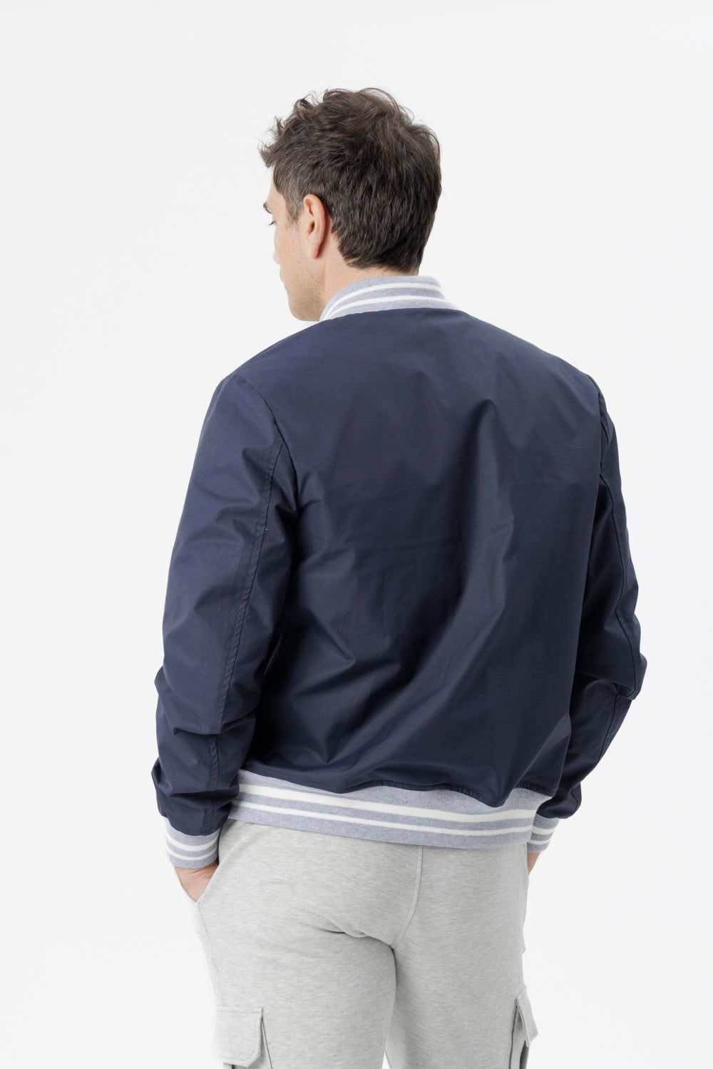 Bomber con dettagli elasticizzati in cotone techno blu