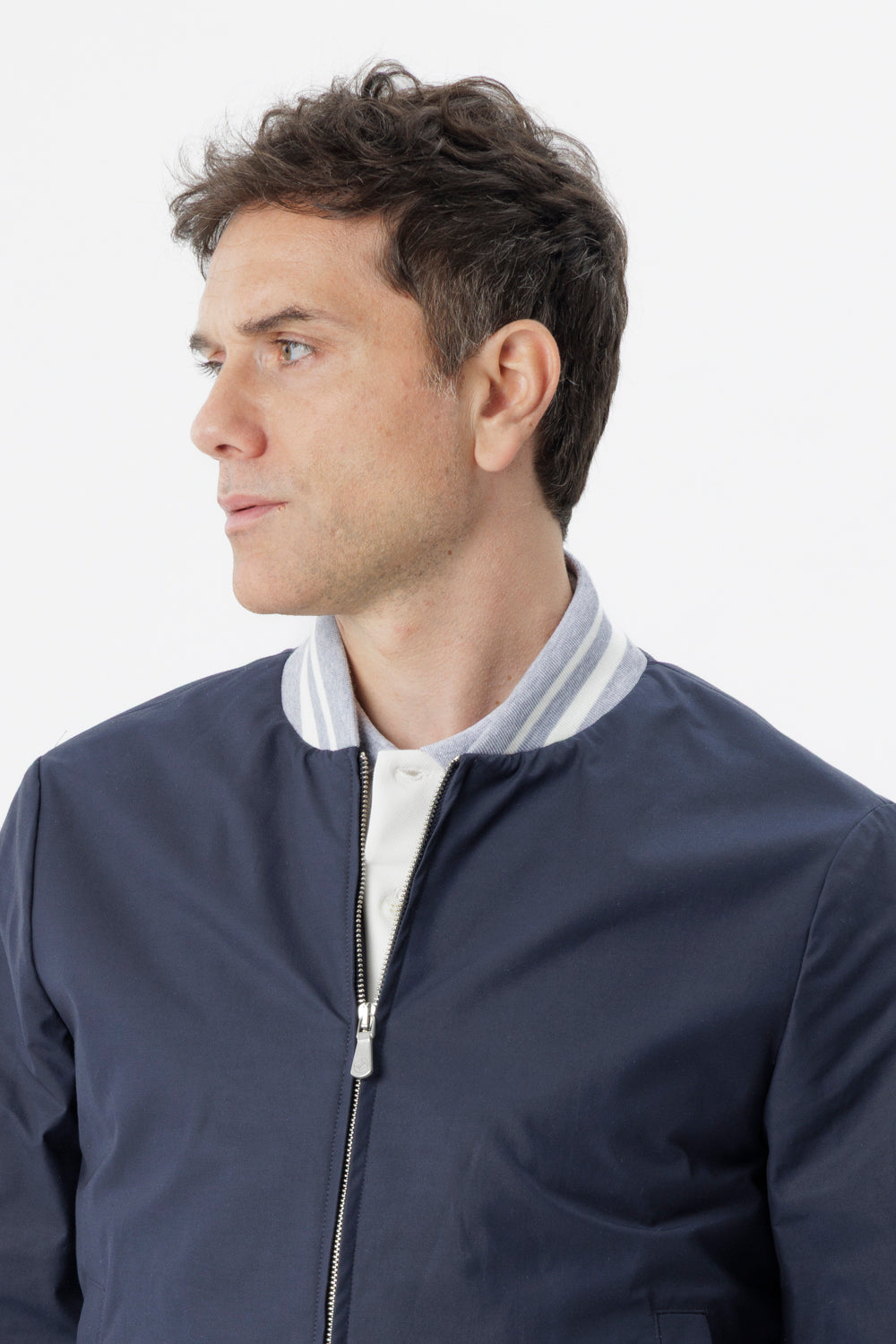 Bomber con dettagli elasticizzati in cotone techno blu