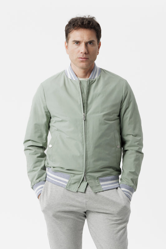 Bomber con dettagli elasticizzati in cotone techno verde