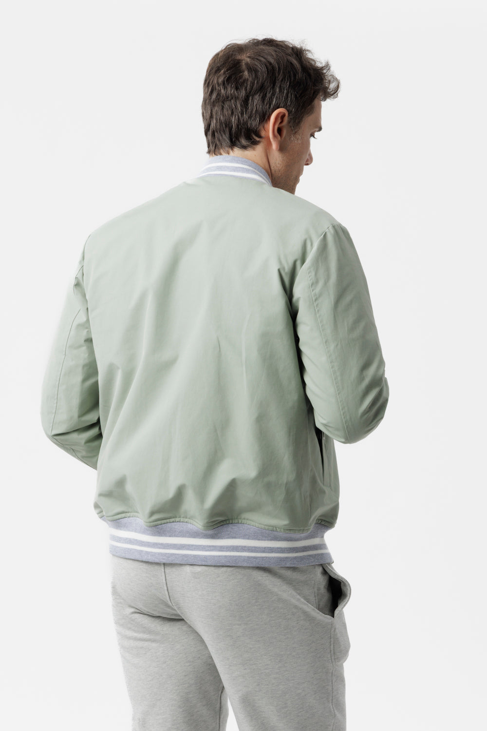 Bomber con dettagli elasticizzati in cotone techno verde