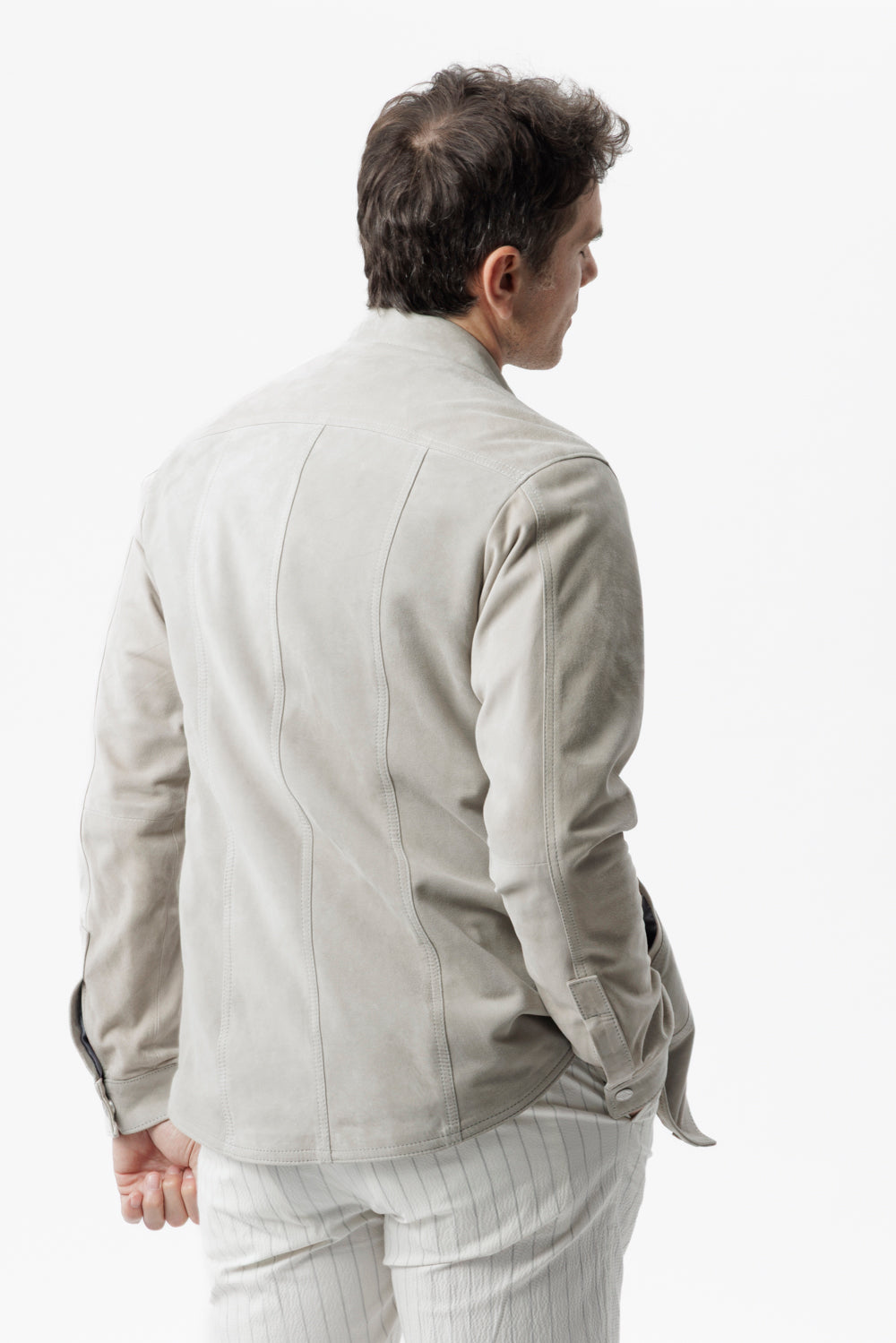 Overshirt in camoscio grigio
