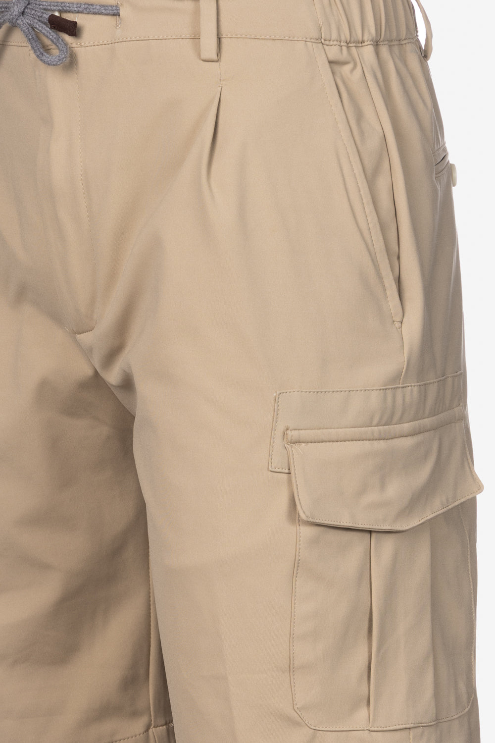 Bermuda cargo in cotone con coulisse beige