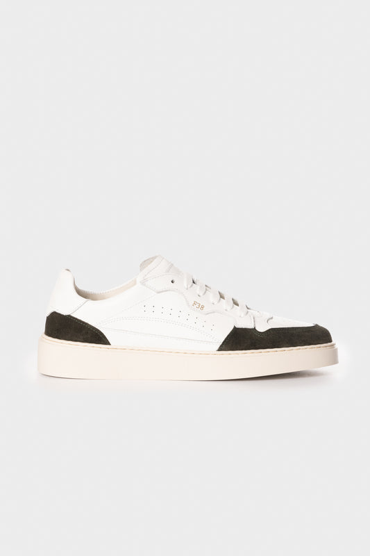 Sneakers F38 in pelle di vitello e suede bianco/loden