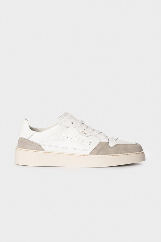 Sneakers F38 in pelle di vitello e suede bianco/sabbia