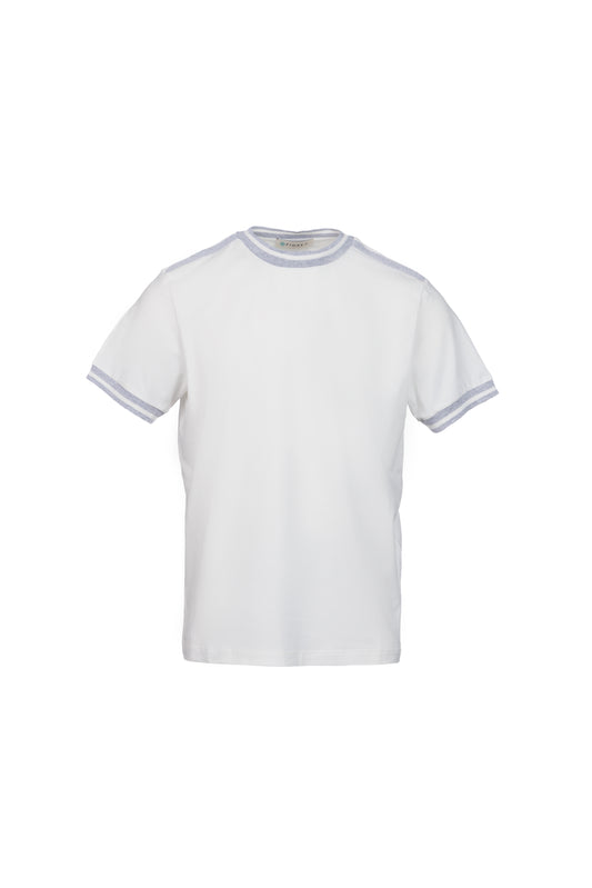 T-shirt in cotone con costina bianco