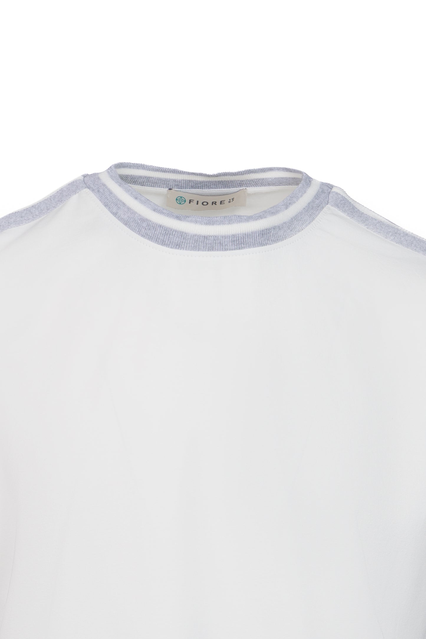 T-shirt in cotone con costina bianco