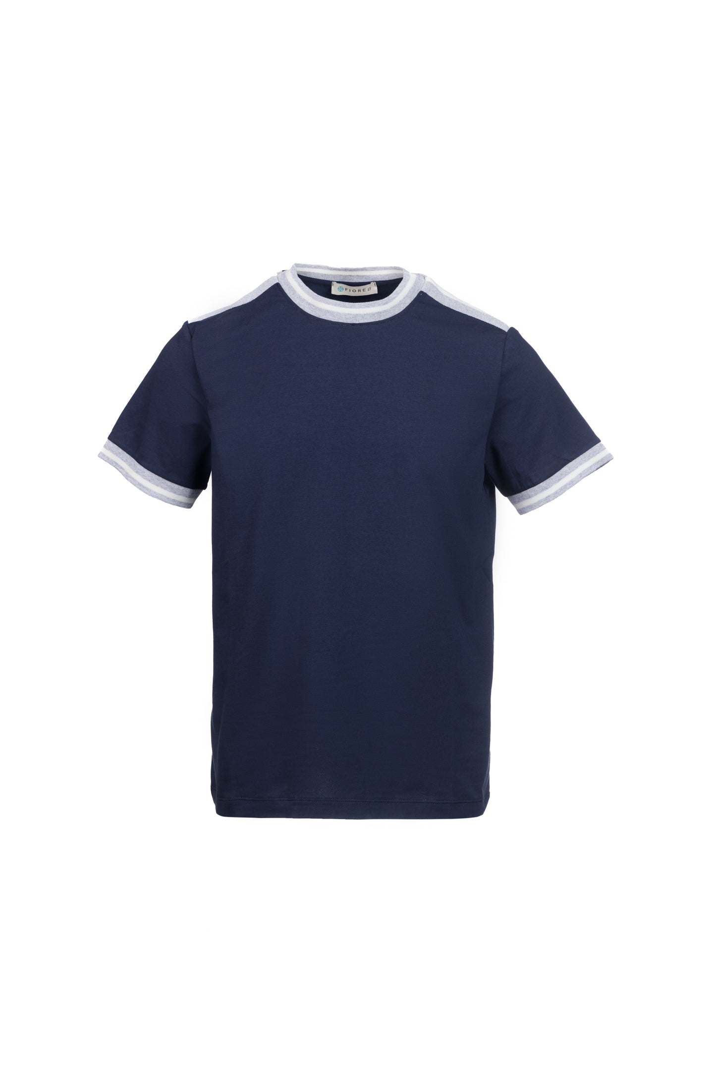 T-shirt in cotone con costina blu
