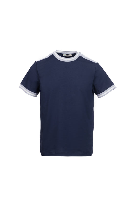 T-shirt in cotone con costina blu
