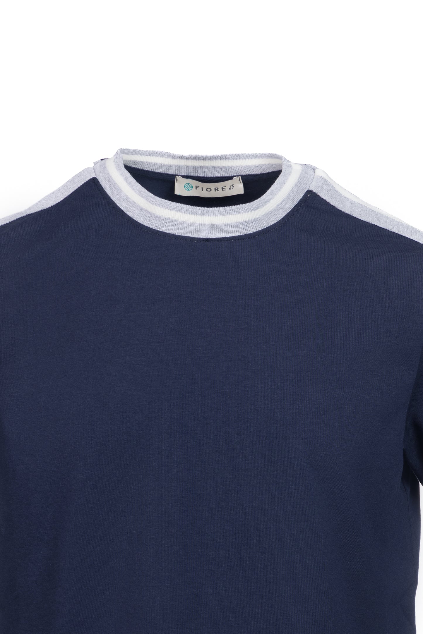 T-shirt in cotone con costina blu