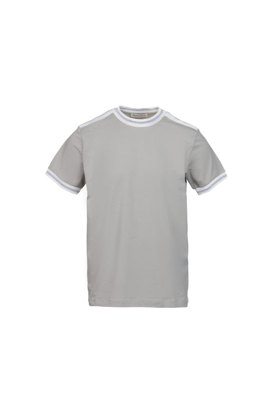 T-shirt in cotone con costina grigio