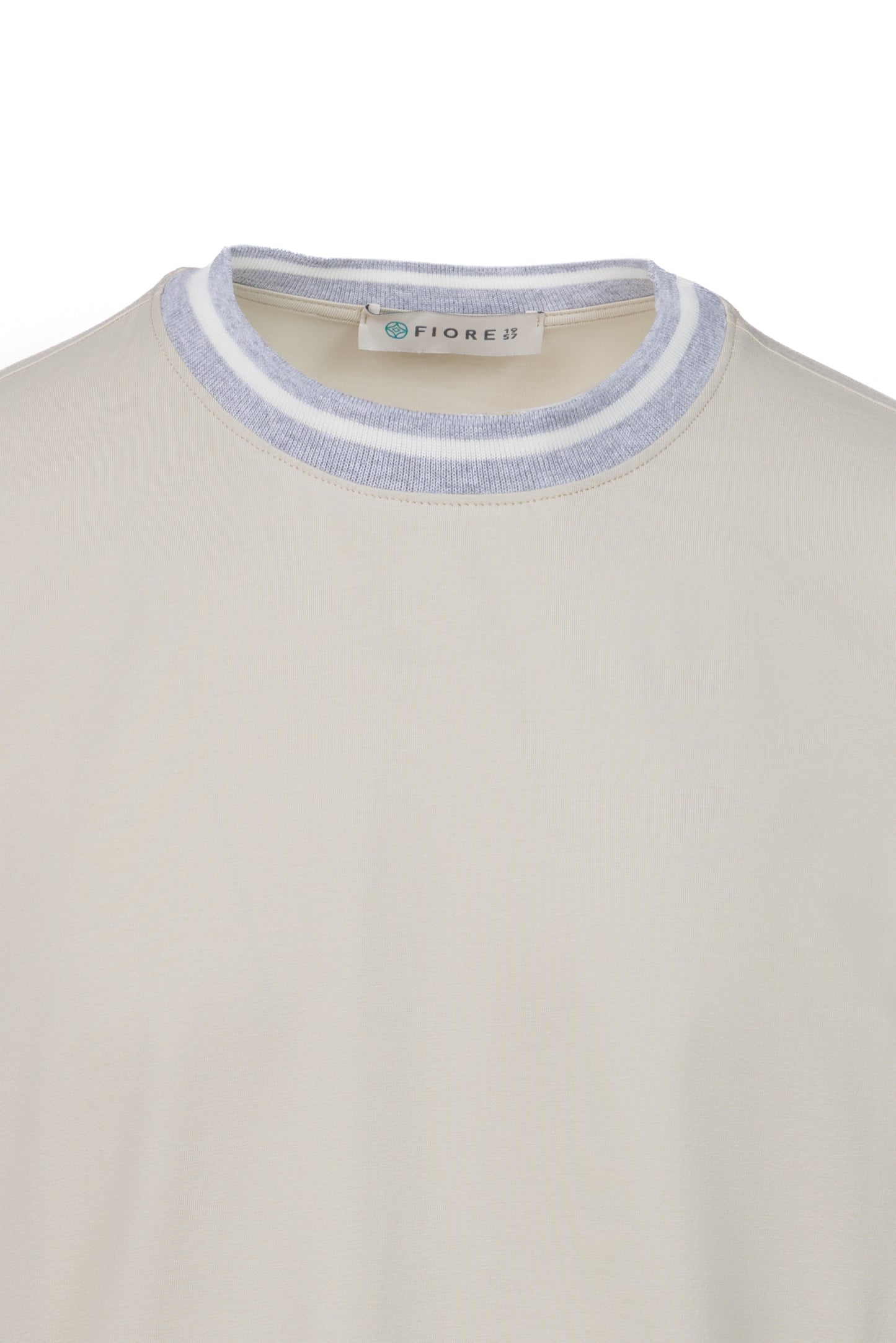T-shirt in cotone con costina sabbia