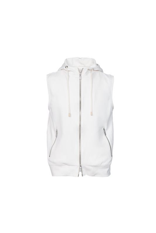 Gilet con cappuccio in cotone bianco