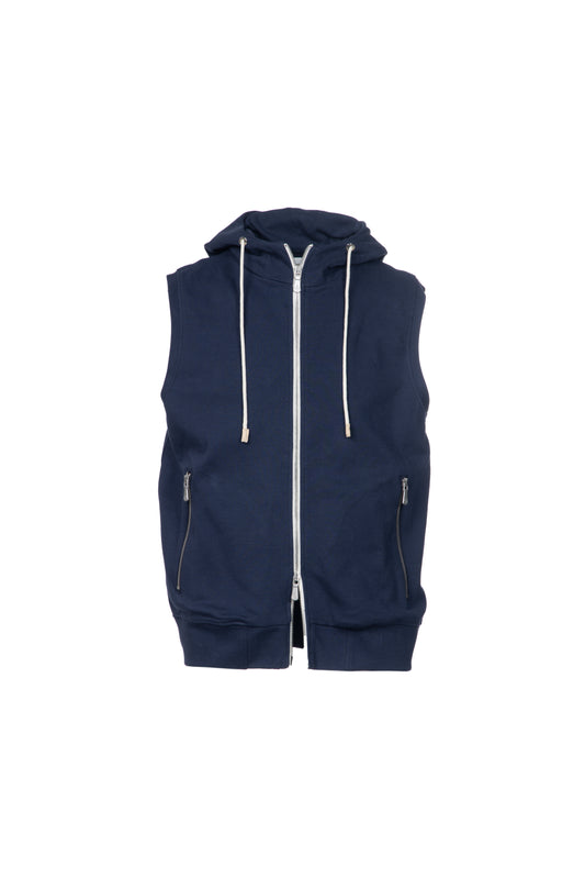 Gilet con cappuccio in cotone blu