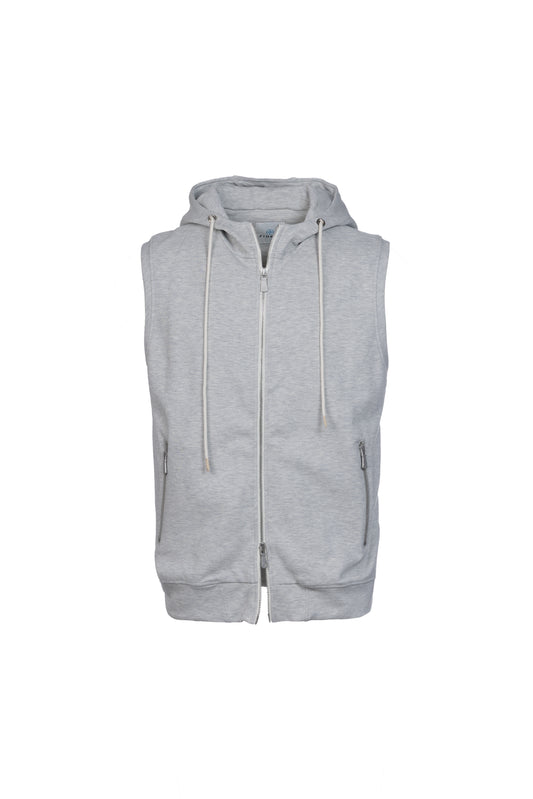 Gilet con cappuccio in cotone grigio