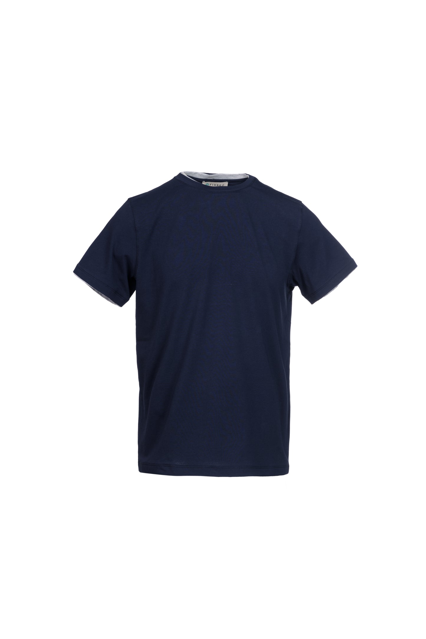 T-shirt in cotone con bordino a contrasto blu
