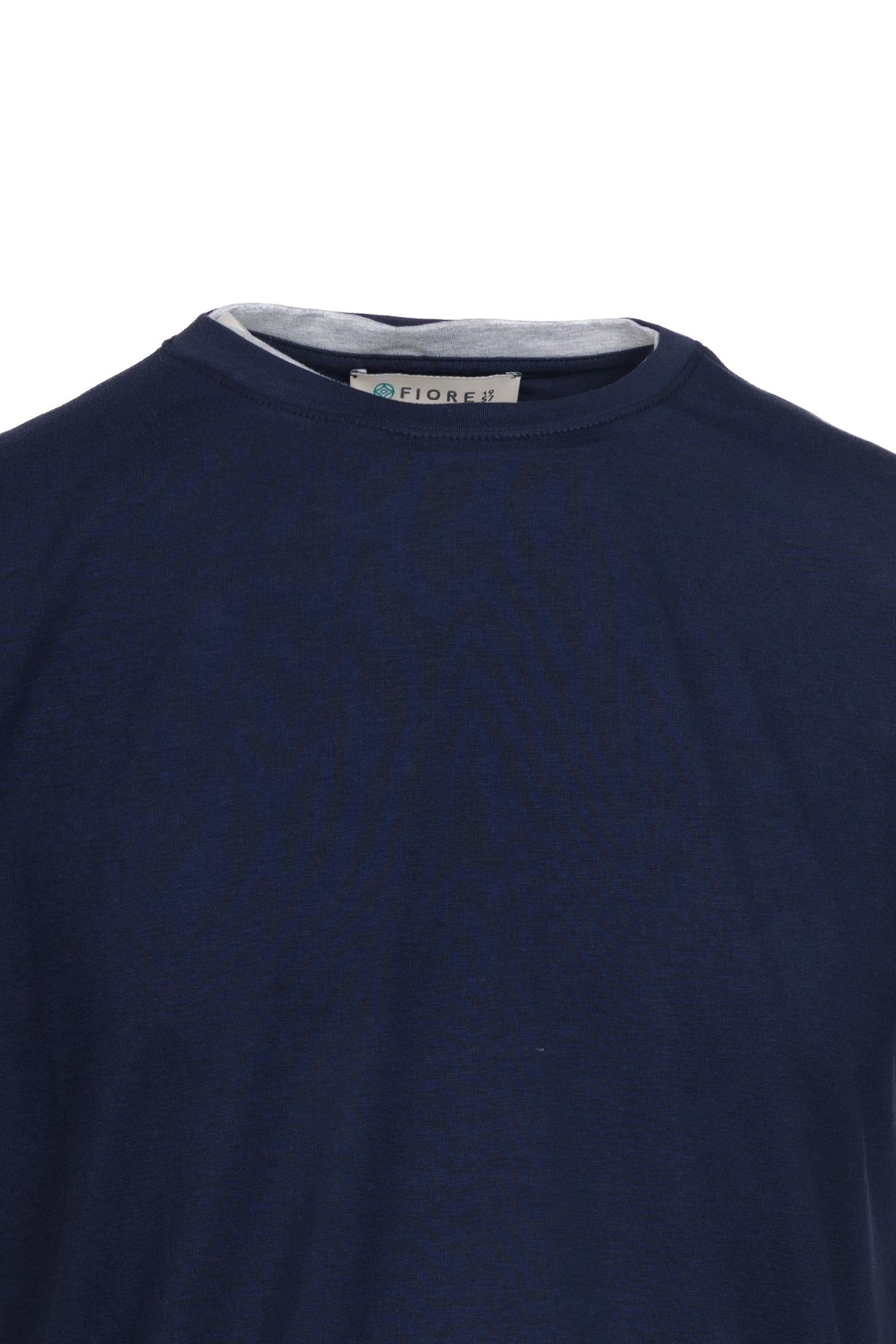 T-shirt in cotone con bordino a contrasto blu