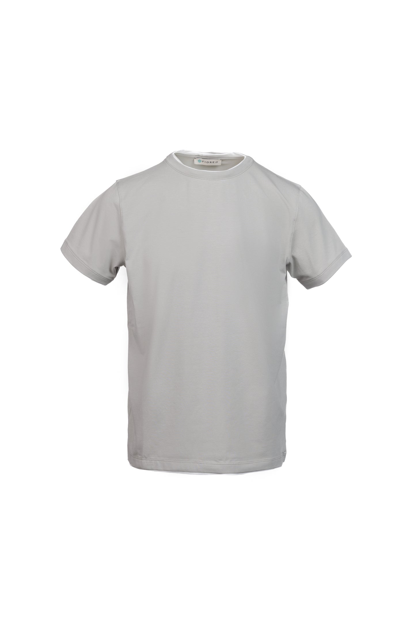 T-shirt in cotone con bordino a contrasto grigio