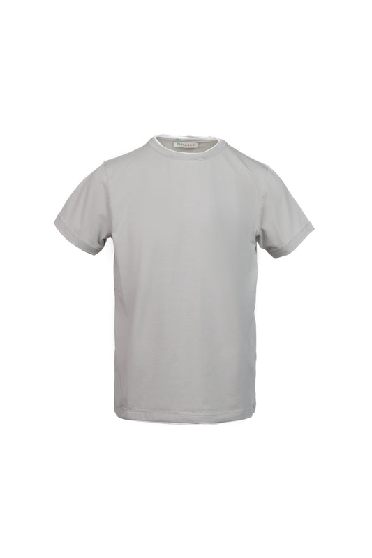 T-shirt in cotone con bordino a contrasto grigio