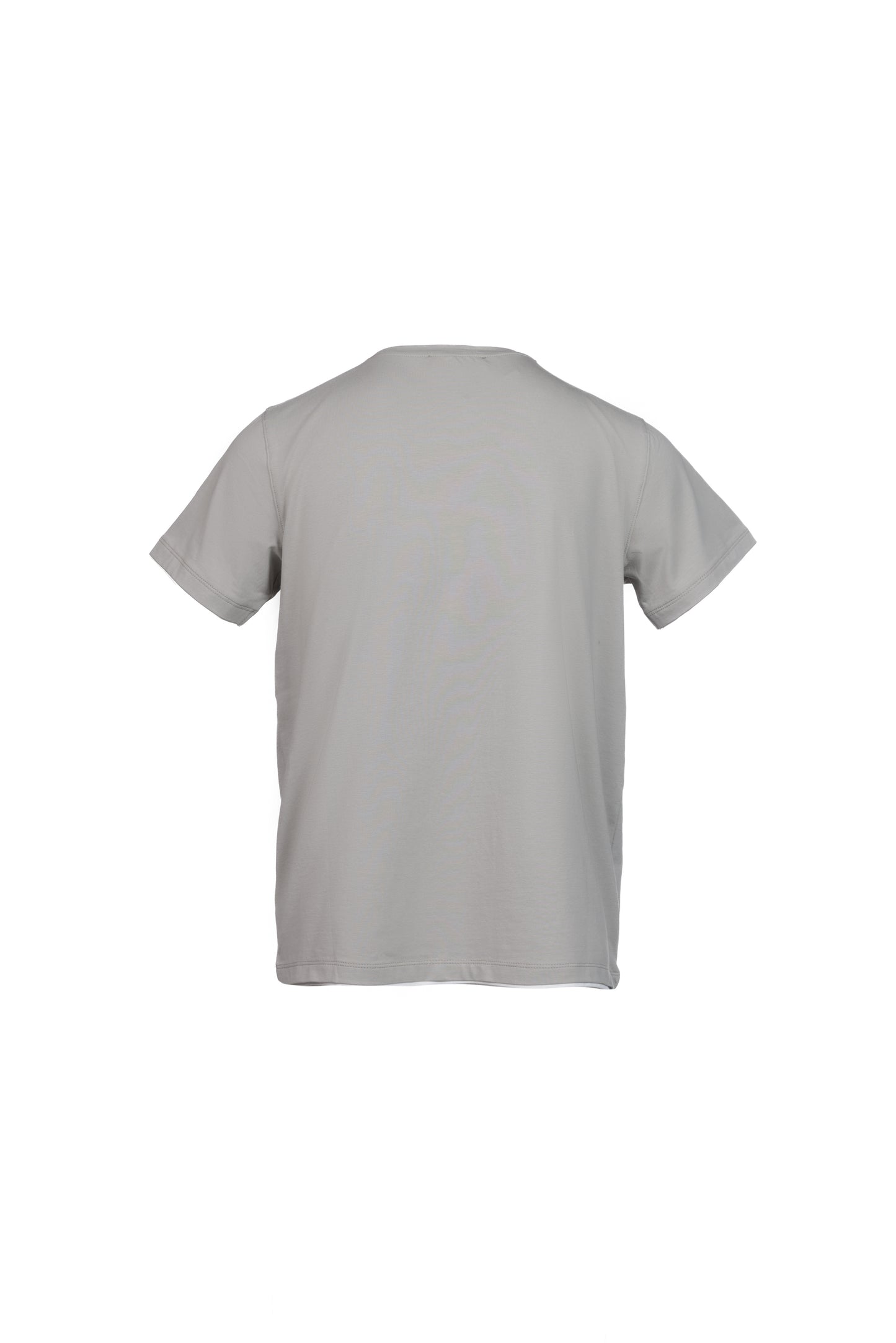 T-shirt in cotone con bordino a contrasto grigio