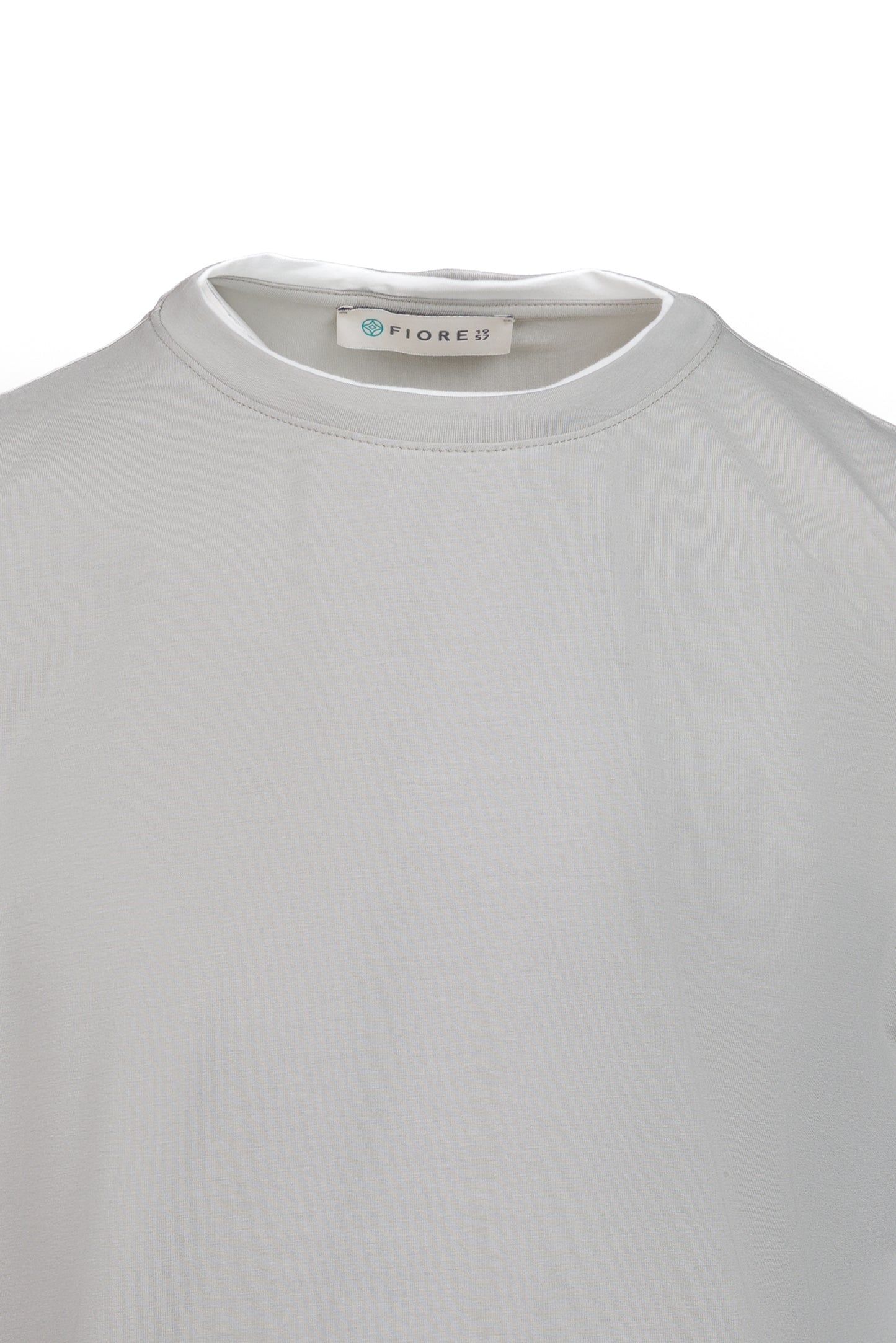 T-shirt in cotone con bordino a contrasto grigio