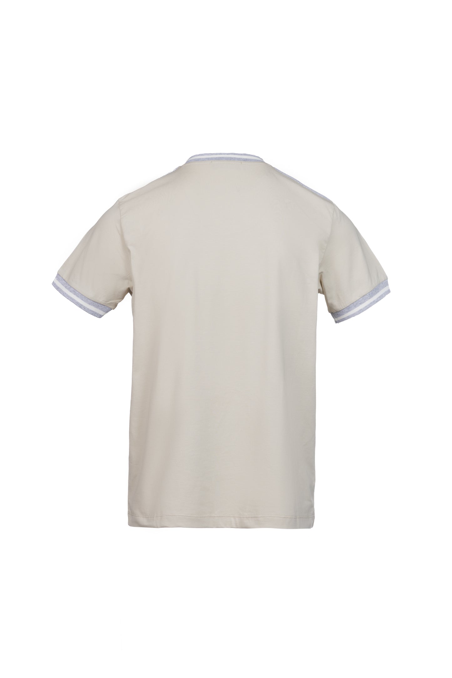T-shirt in cotone con bordino a contrasto sabbia