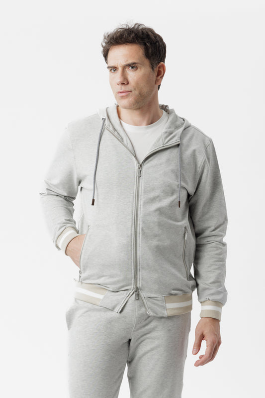 Felpa full zip con cappuccio grigio