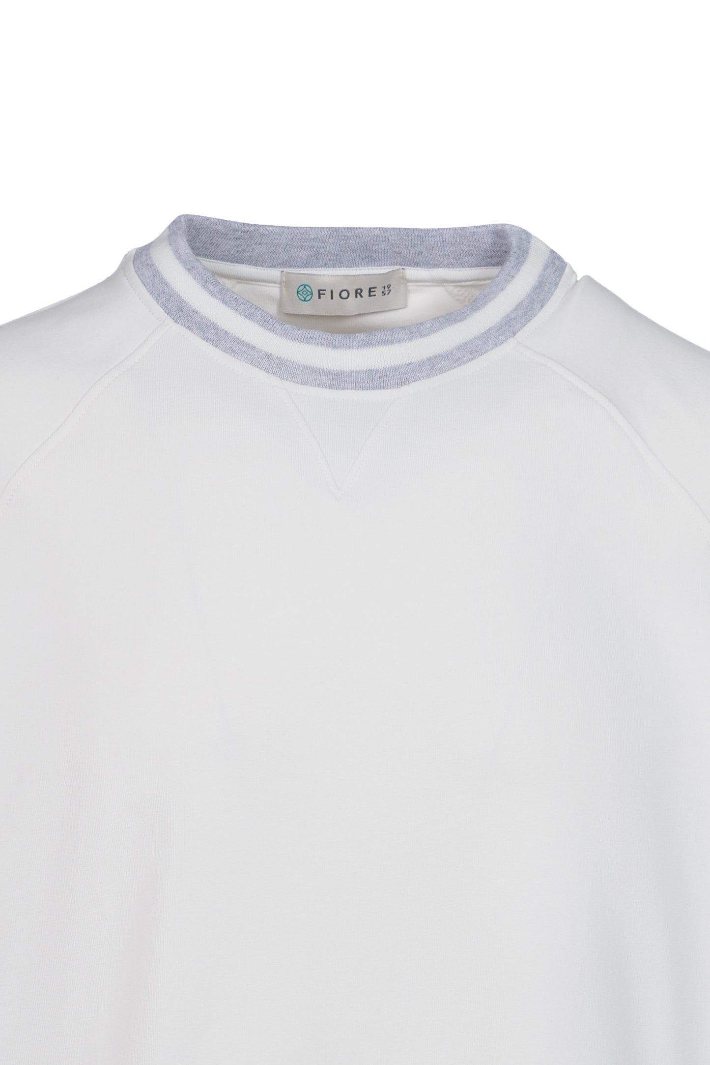 T-shirt felpa in cotone con elastico a contrasto bianco