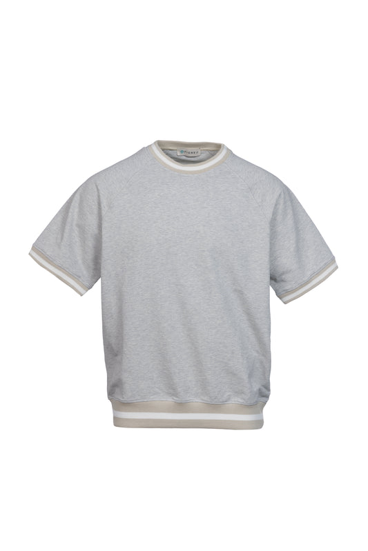 T-shirt felpa in cotone con elastico a contrasto grigio